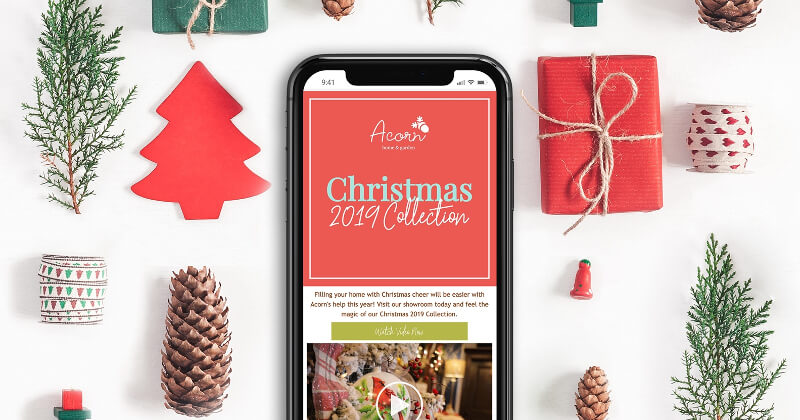 Acorn Home and Garden website branding for Christmas