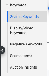 A screenshot showing how to select a search terms