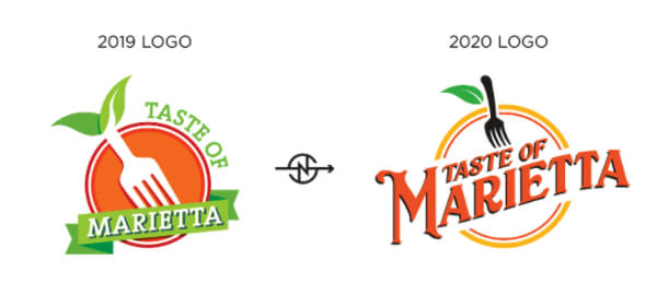 The old Taste of Marietta logo next to the new one.